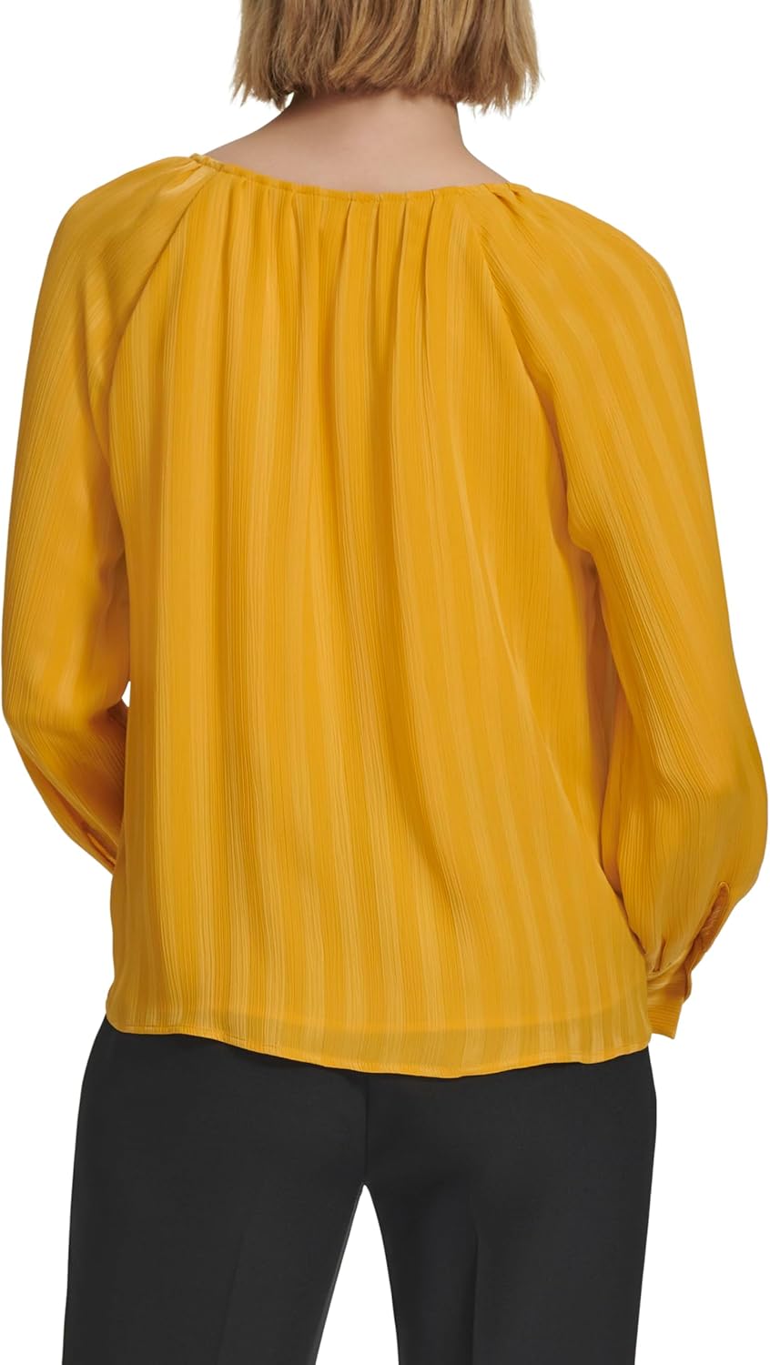 Calvin Klein Womens Long Sleeve V Neck Blouse - Image 4