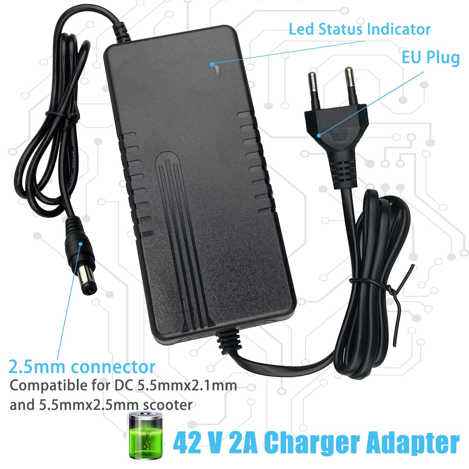 Caricatore 42V 2A Per Monopattino Elettrico - Alimentatore Hoverboard E Scooter - Foto 3