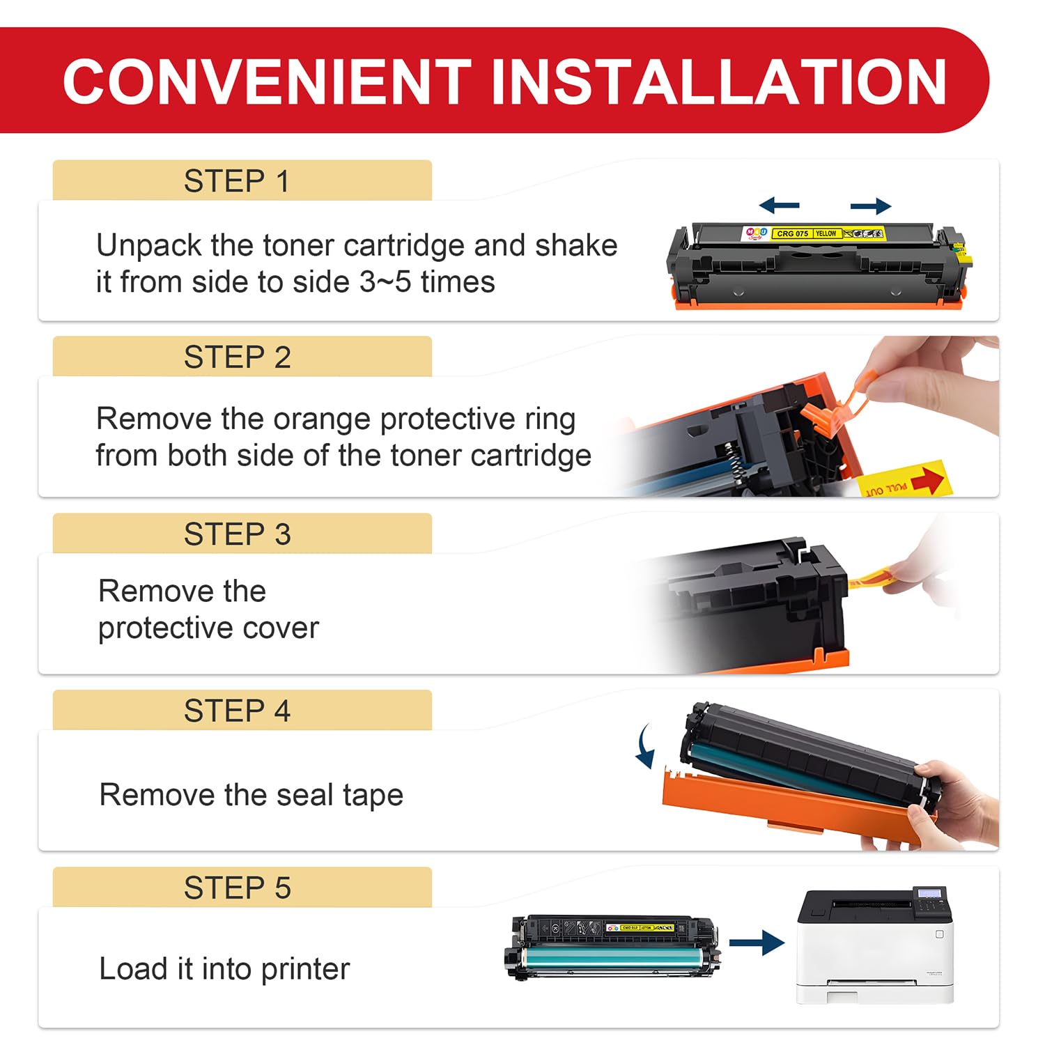 075 Cartouches Lot de 4 Cartouches de Toner CRG075 compatibles avec Les Canon 075 et 075H pour imprimantes ImageCLASS MF662Cdw, MF663Cdw, MF665Cdw, LBP646Cdw et LBP647Cdw (Noir, Cyan, Jaune, Magenta)