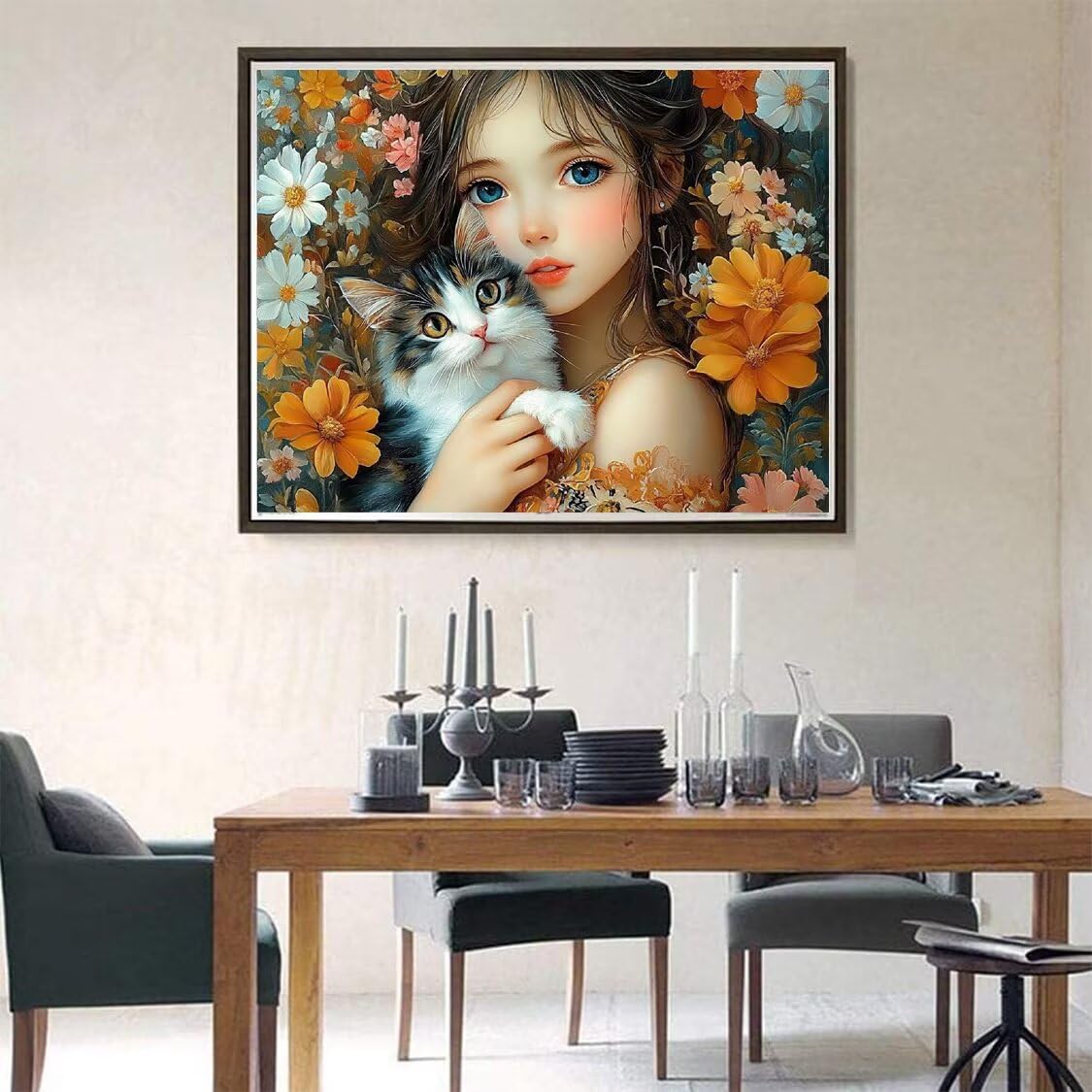 Mädchen Diamond Painting Erwachsene für Bastelset Kinder ab 6 Jahre, 5D Amazon Diamond Painting Viereckige Steine Katze, DIY Full Diamant Set für Wanddeko Hauswand Festival Geschenke 90x70cm C3-216