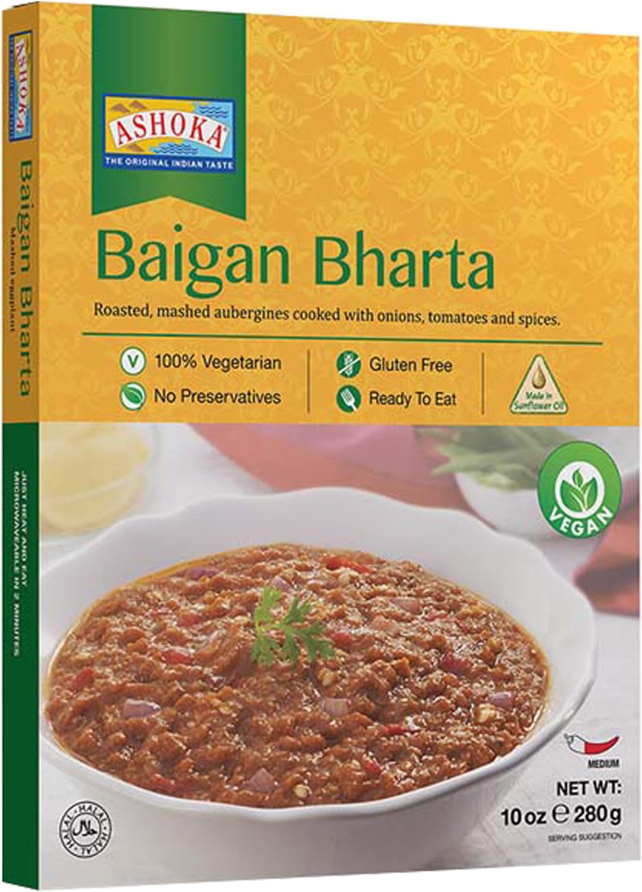 Ashoka Baigan Bharta 280g Eggplant Roasted and Shredded Food Ready Meals Indian Specialties