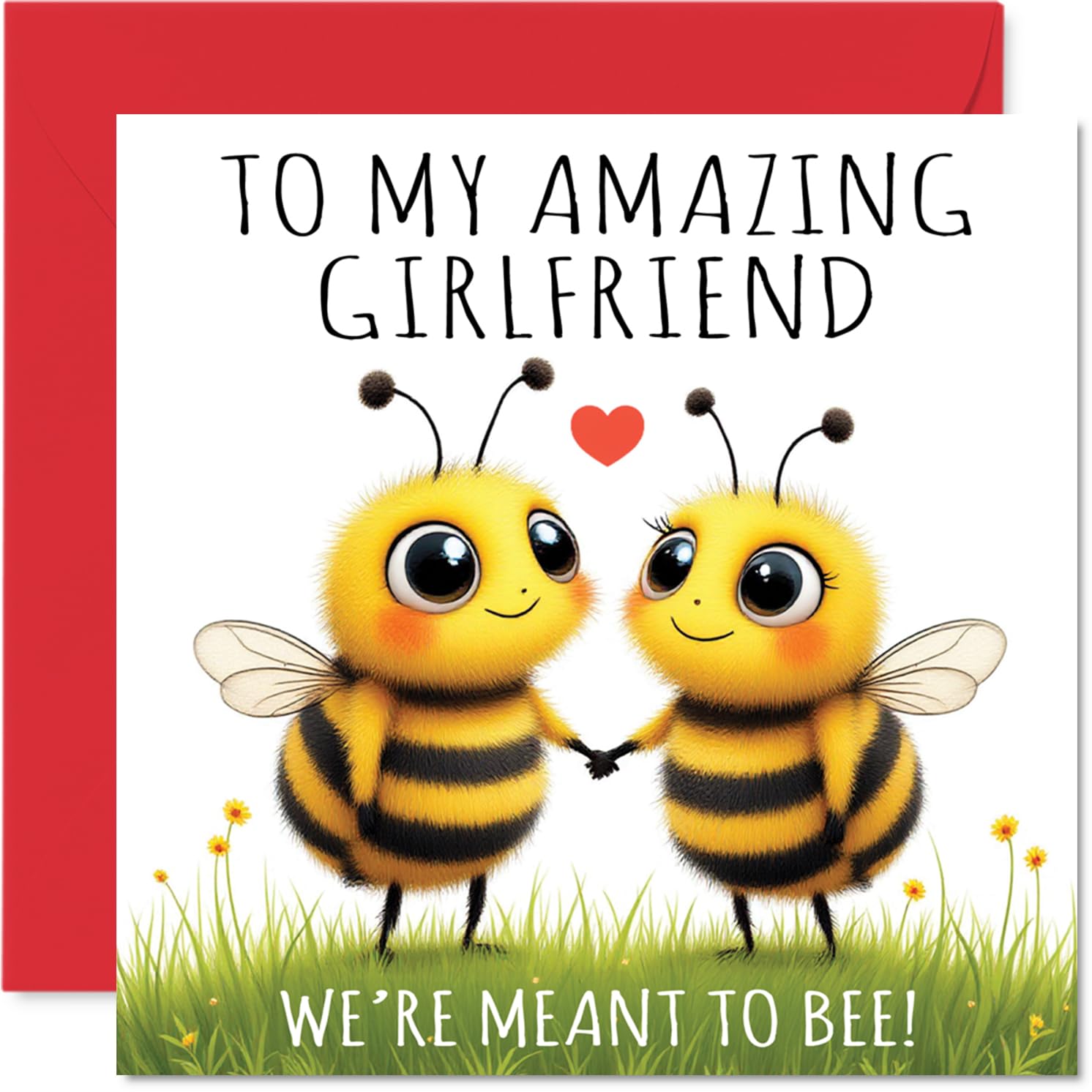 Girlfriend Anniversary Card - Meant to Bee - Happy Anniversary Card for Girlfriend from Boyfriend Partner, 145mm Wedding Anniversaries Greeting Cards