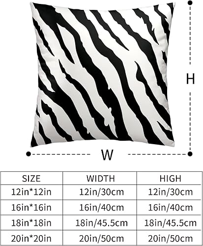 Miniatura 5 de Juego de 2 fundas de almohada con diseño de rayas de cebra de 18 x 18 pulgadas, fundas de almohada cuadradas decorativas en blanco y negro, fundas