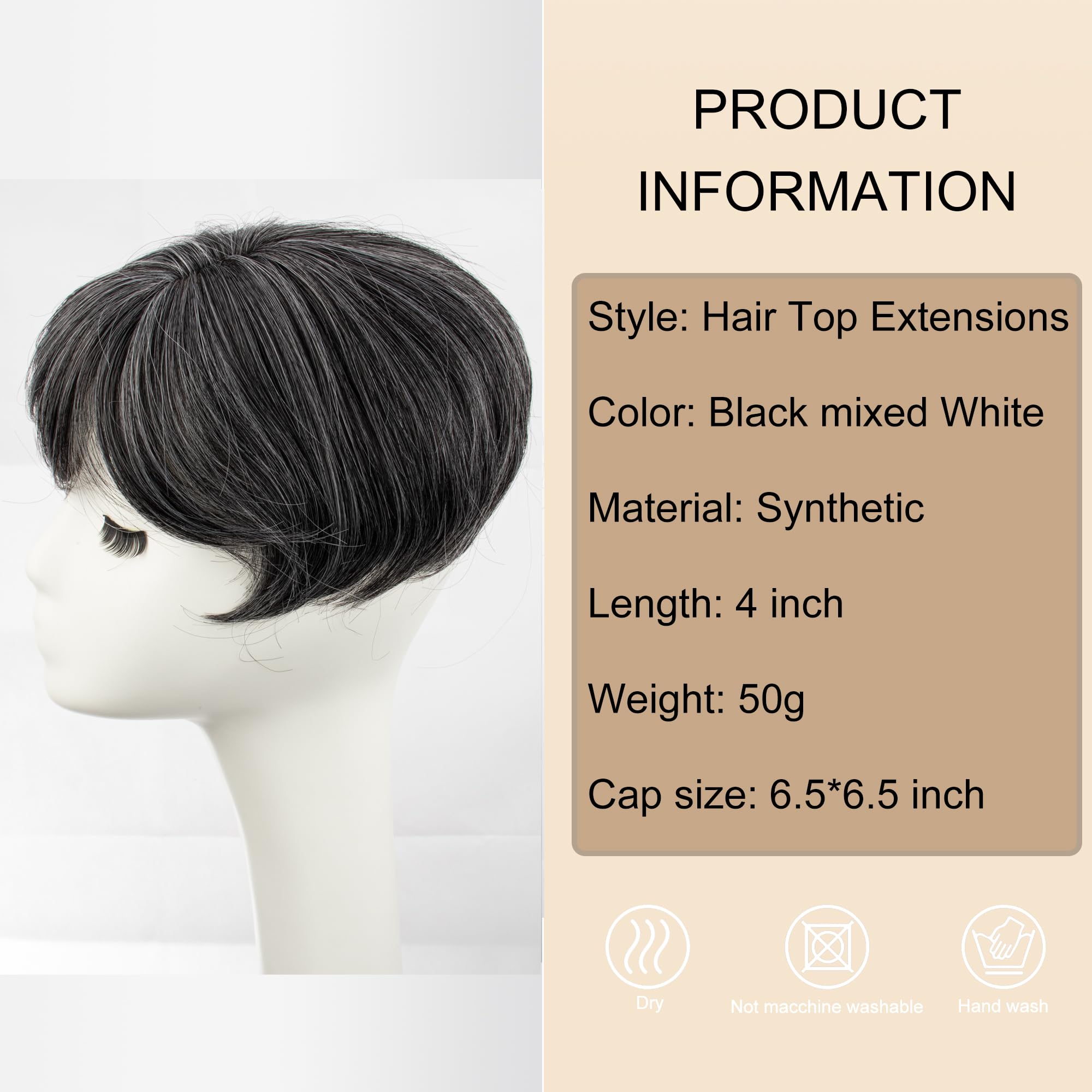 PORSMEER Ladies Magic Pixie Hair Topper Clip in for women Thinning Hair Black Grey Natural Looking Synthetic Hair Pieces Replacement Wiglets with Fringe Add Hair Volume - Image 3