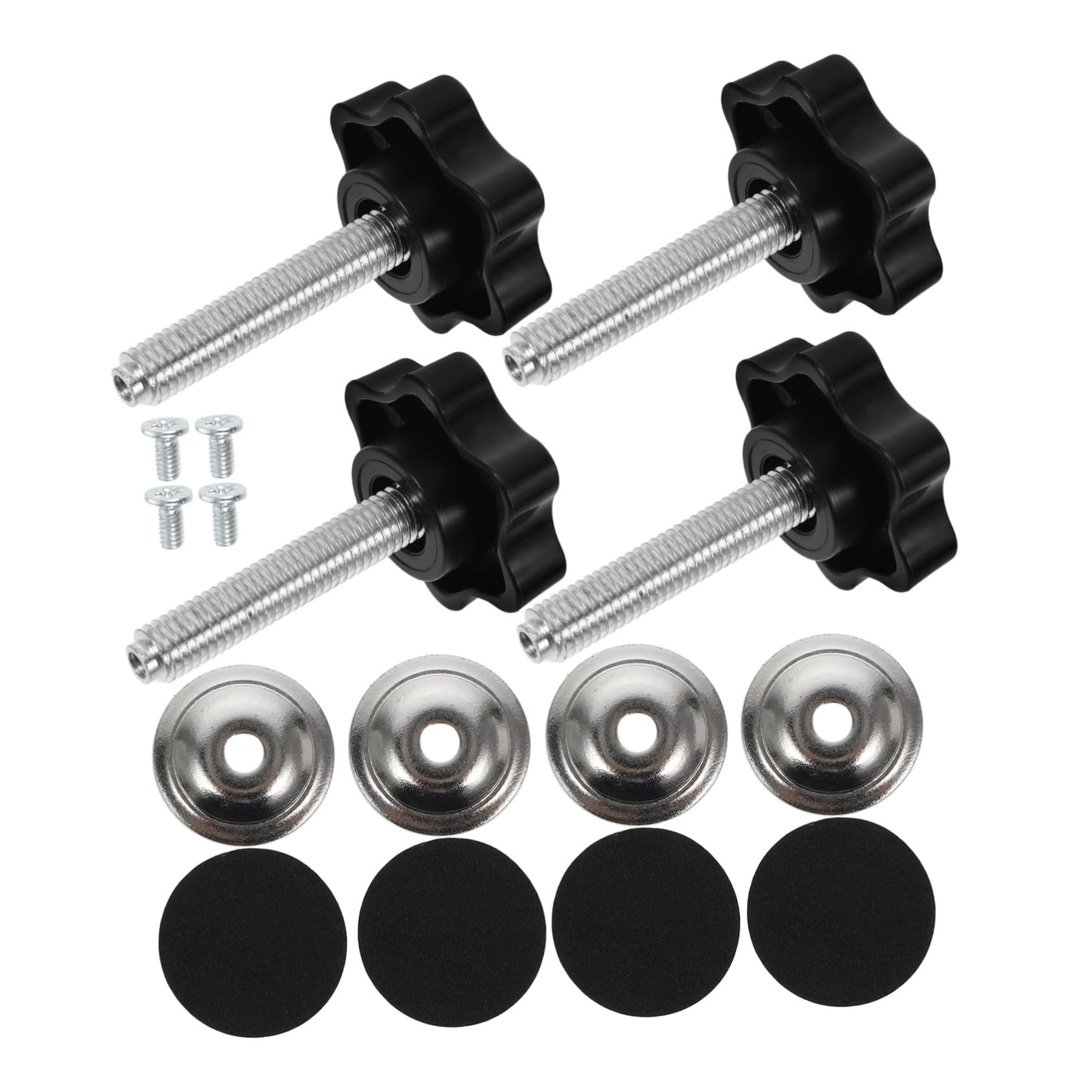 NAMOARLY 4 Sets Tablet Handle Knobs Kit Washer Thread Clamping Screw Knobs Threaded Knob Bolt with Knob T-Track Knobs Screw Knobs Star Shaped Knobs Kit Plastic Black
