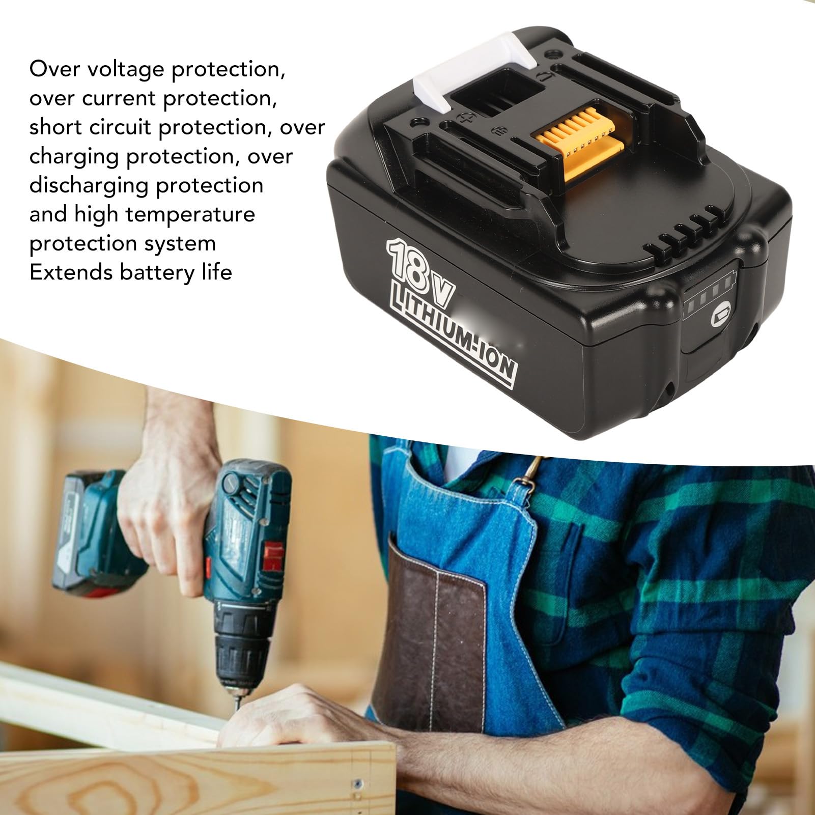 EMUKOEP Batería de Repuesto de Iones de Litio para Herramienta Eléctrica de 18 V con Capacidad de 5000 MAh para BL1845 194205 3 400, Múltiples Protecciones, Uso Duradero
