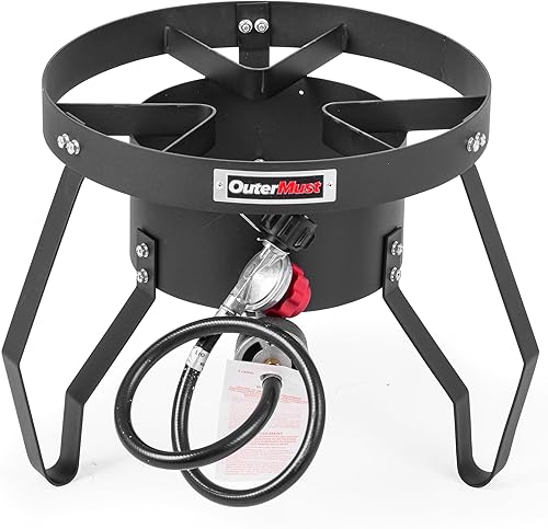 Quemador de propano para estufa de gas con regulador y agujeros trenzados de hierro fundido (individual) para cocinar al aire libre, acampar y