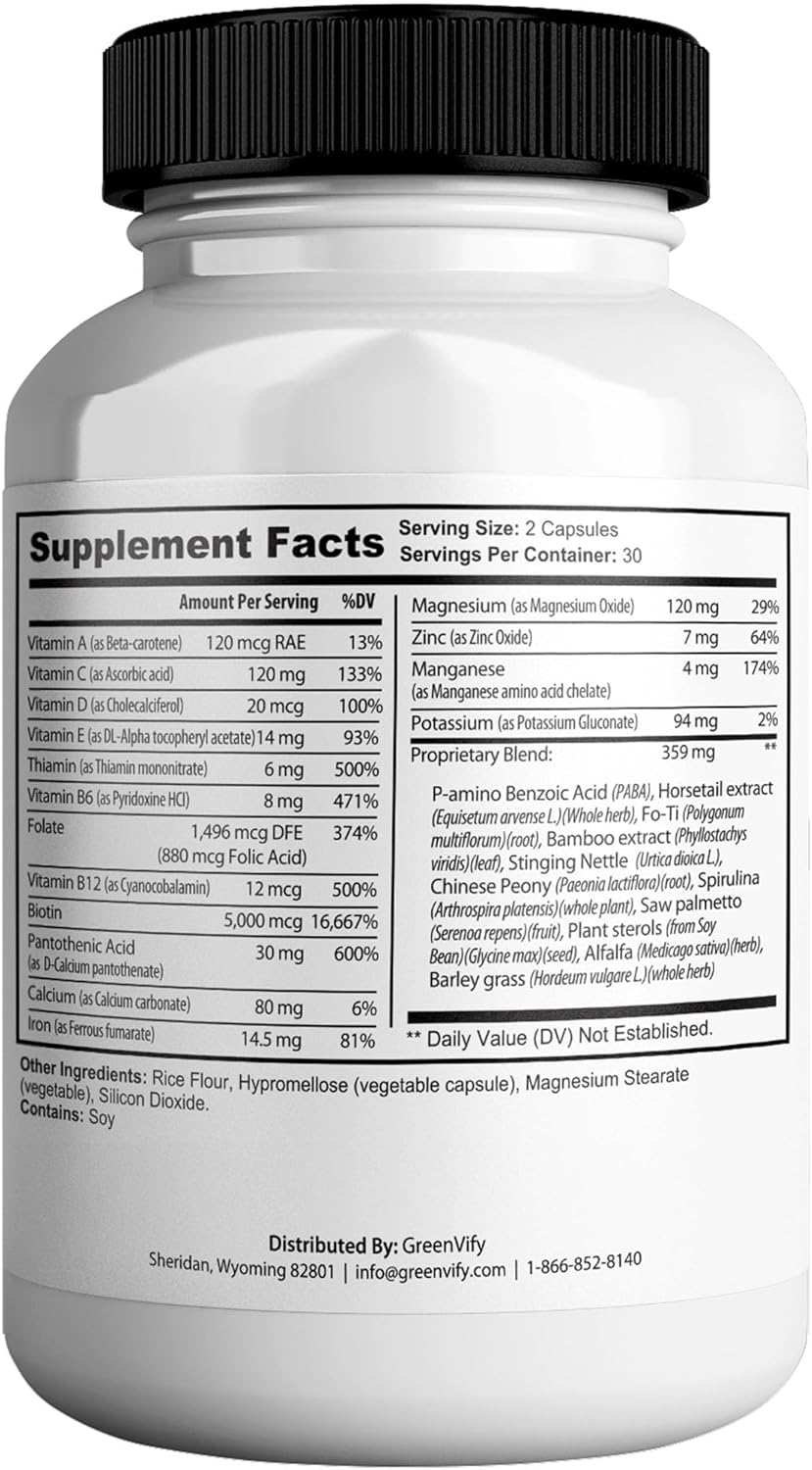 Nutra Glow Max Hair, Nails & Skin Formula, Biotin, Folate, Magnesium, 60 Capsules (5)