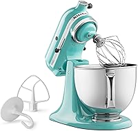 Vista 37 de KitchenAid KSM150PSAC Artisan Series - Batidora de pie con capacidad de 5 cuartos o 4.7 litros, incluye escudo vertedor Azul hielo
