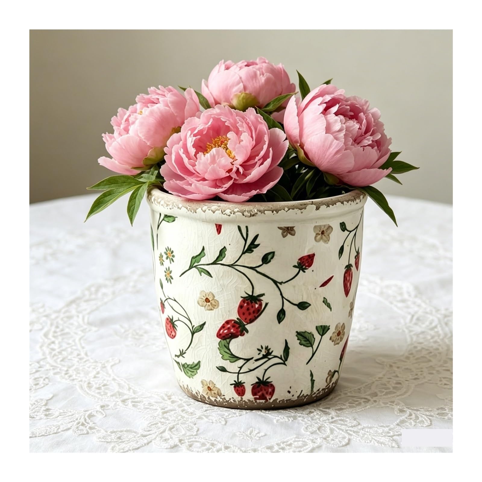 FriendshipHome Unique Planters Retros Ceramic Planter Featuring Drainage Holes for Home Indoor Stands for Decor