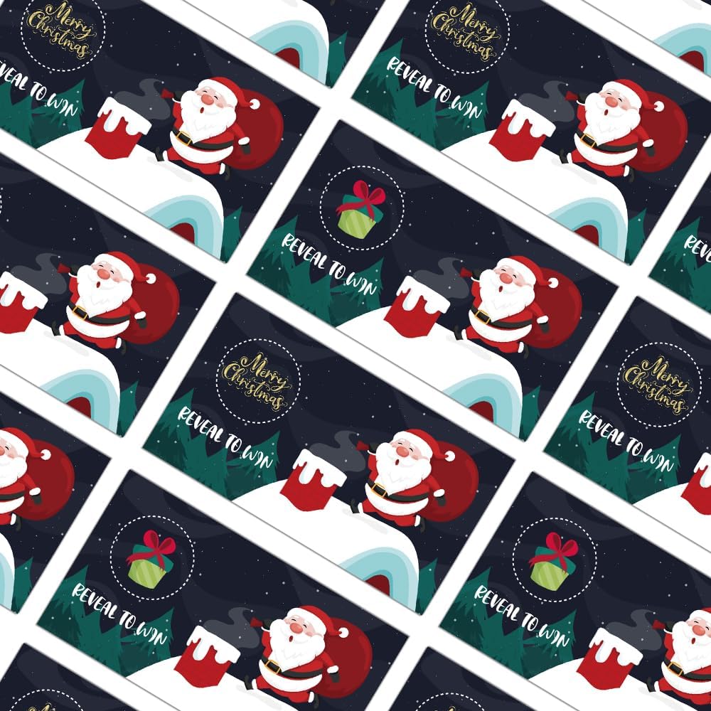 REWIDPARTY Christmas Party Scratch Off Game Cards（32 PCS） Cute Santa Scratch Off Tickets Christmas Holiday Raffle Game Prizes Tickets Funny Christmas Party Activity Supplies for Groups Kids Adults