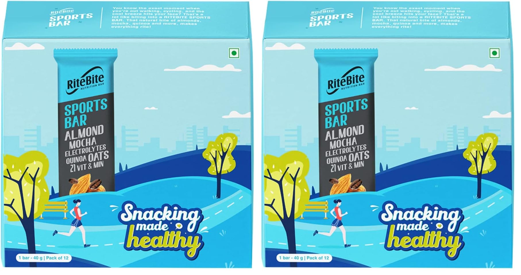 RiteBite 4g Protein Bar, Sport Bar | With Almond, Mocha Electrolytes, Quinoa & Oats | No Cholesterol & Trans Fat Energy Bar, 40g (Pack of 24)-image-34