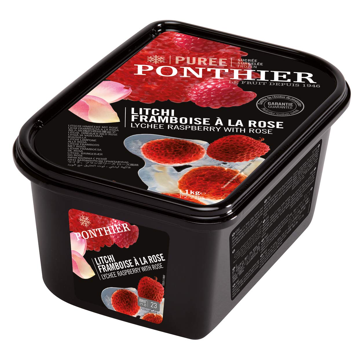Lychee & Rose Cocktail Puree, Frozen, Ponthier, 1kg