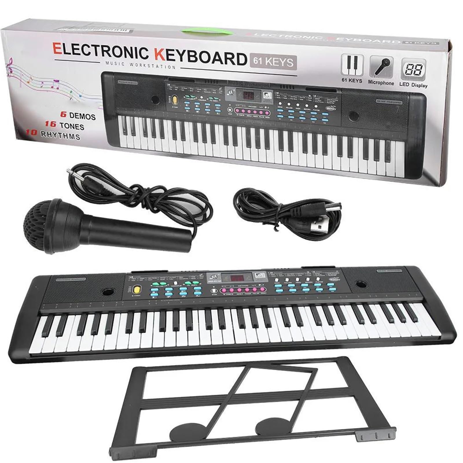 Elektroniczny Instrument Fortepianowy 61 Klawiszowa Przenośna Cyfrowa Klawiatura Muzyczna Z Mikrofonem Odpowiednia Do Występów Profesjonalnych