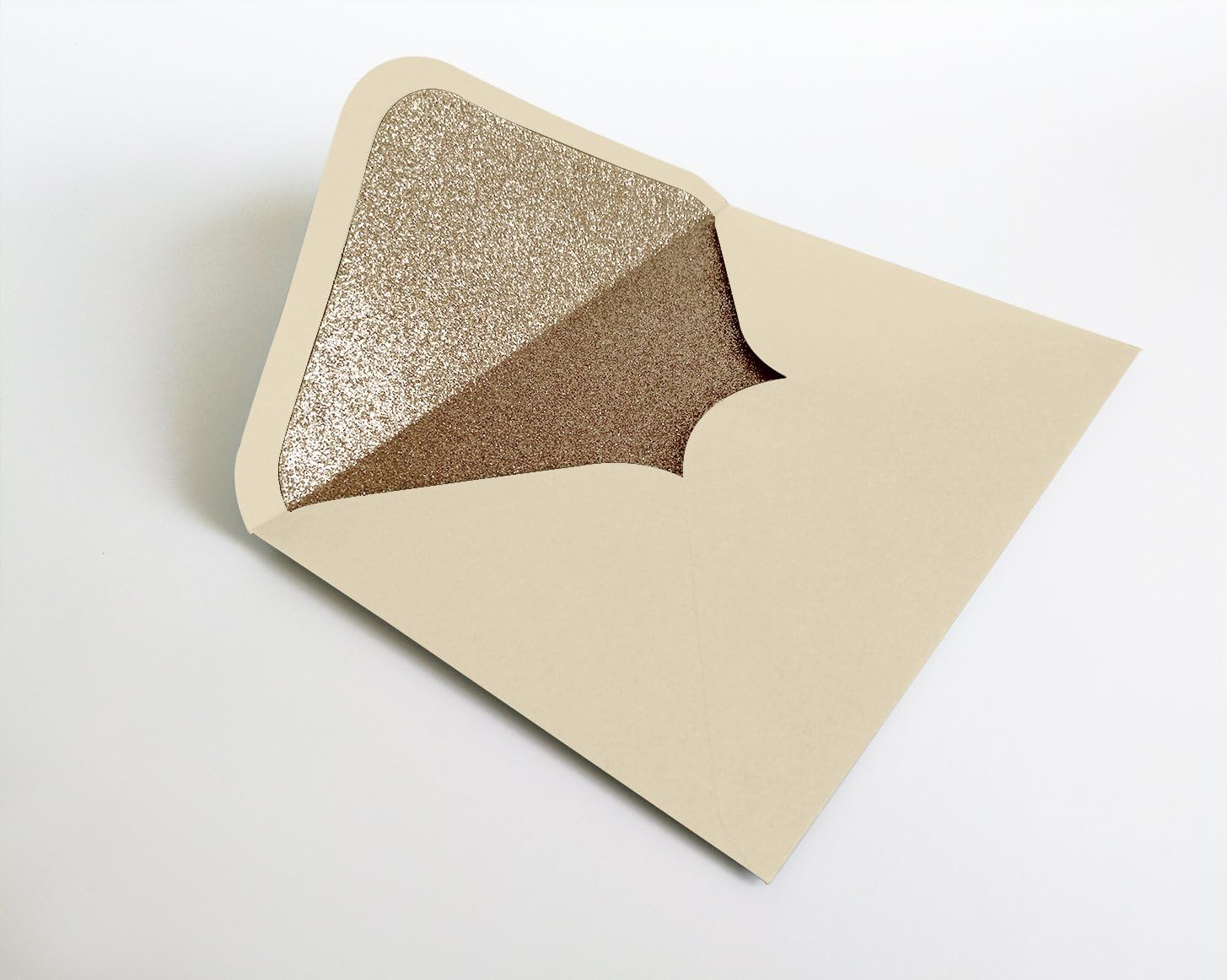 CustomFest Glitter Envelop, 25Pcs, Ivory Pearl Paper Envelop with Glitter Champagne Liner, Fits 5 x 7" Card, for Greeting, Wedding, Engagment, Party, Anniversary, Invitation