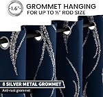 Yakamok Blackout Curtains 84 inch Length Living Room Thermal Insulated Silver Wave Line Dots Pattern Curtains Room Darkening Grommet Curtains for Bedroom, W52 x L84-inch, 2 Panels, Navy