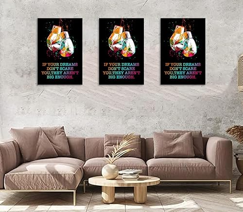 Miniatura 4 de Póster con cita inspiradora de boxeo, If Your Dreamsdon't Scareyou.They Aren'Tbig Enough, arte de pared con citas motivacionales, guantes de boxeo,