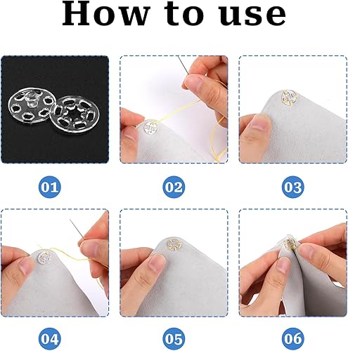 Miniatura 7 de 100 juegos de botones de plástico para coser invisibles en botones a presión, botón redondo transparente con caja de almacenamiento para baberos,