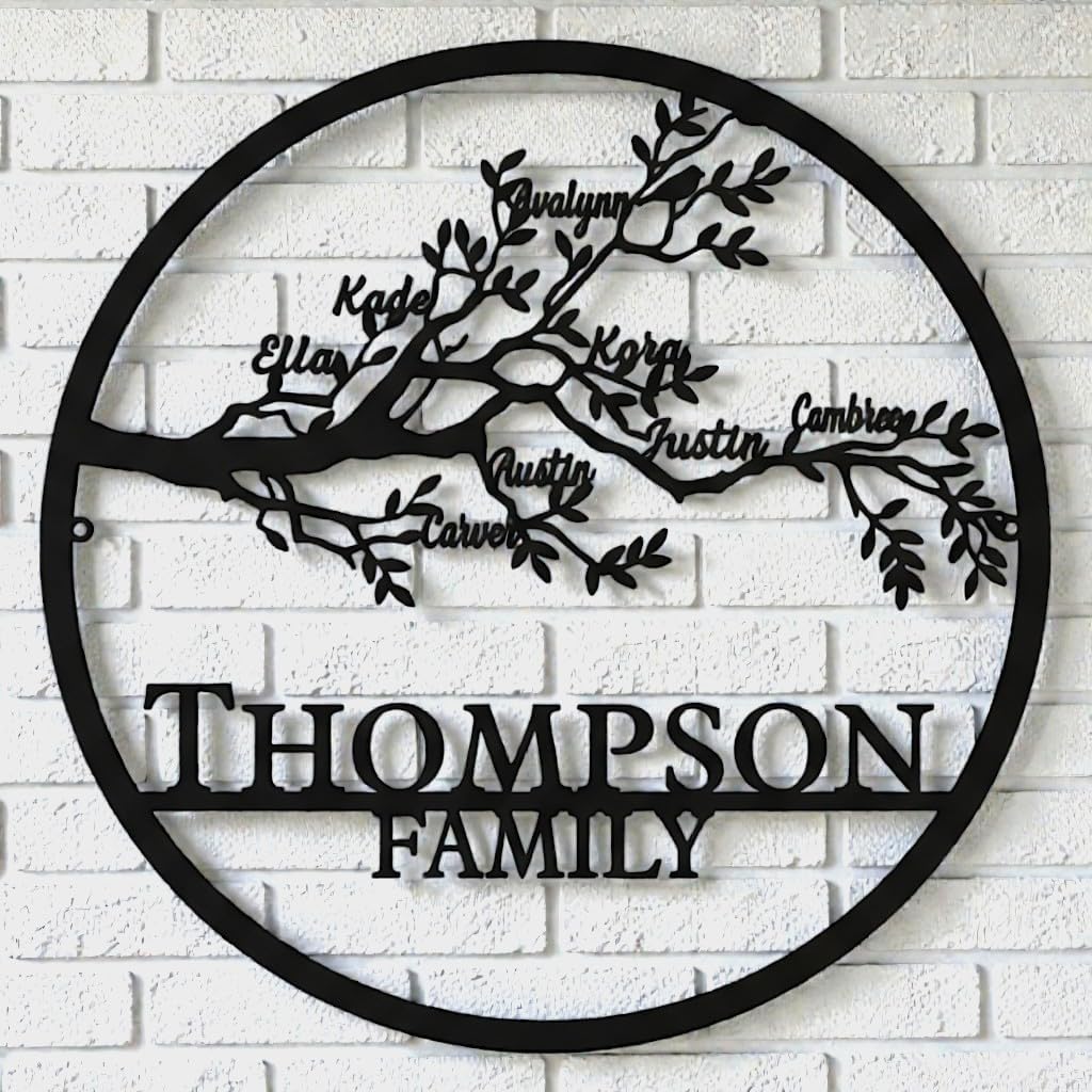 AVAGifts Custom Family Name Metal Signs | Personalized Tree of Life Sign | Outdoor Wall Art for Family Name | Custom Name Metal Sign, Last Name, Anniversary, Wedding Gifts for Women, Wife, Parents, couple image 2