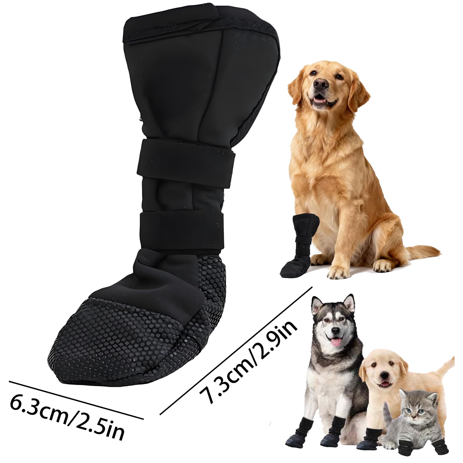 Chaussures pour Chien, Chaussettes Chien, Imperméable et antidérapant Bottes de protection pour pattes de chien Empêche les animaux domestiques de lécher leurs plaies Protégez le chien blessé