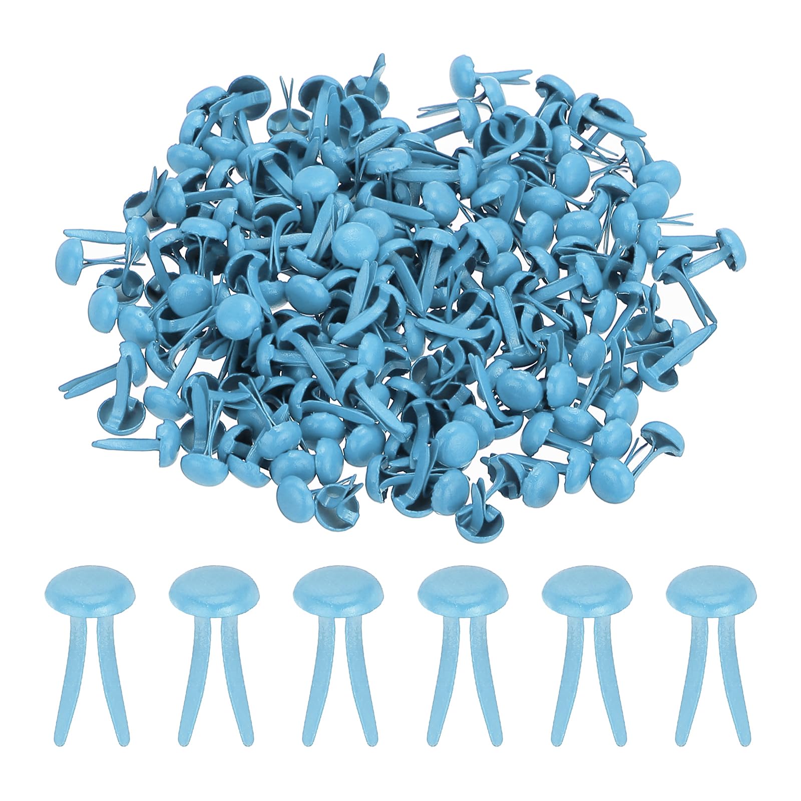PATIKIL 1000 PCS Paper Brass Fasteners Split Pins Pastel Mini Metal Brads Round Head Plated Fastener for Craft Art Scrapbooking DIY Supplies, Sky Blue,4.5X 8 mm