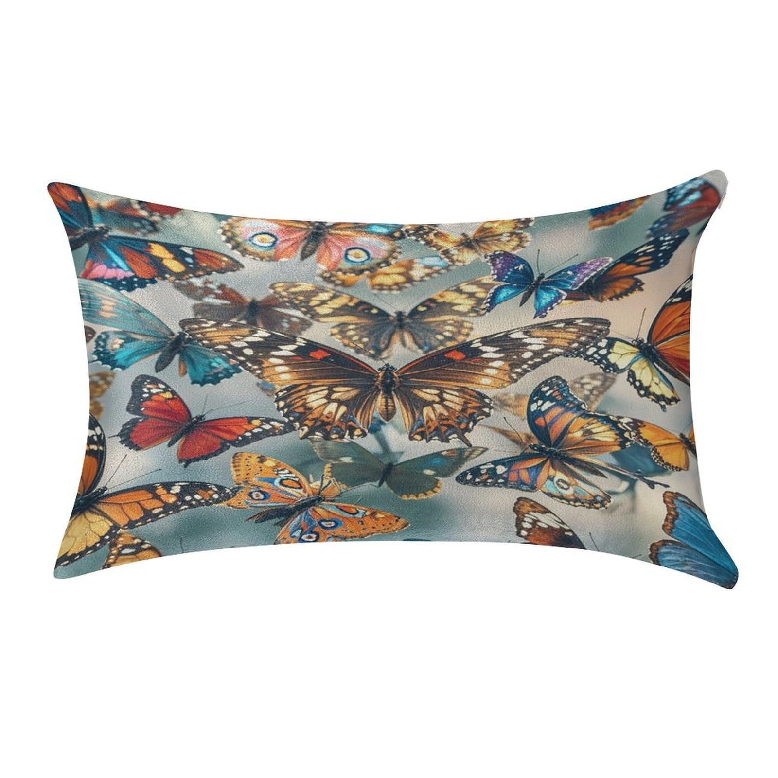 FekiLoot Butterflies Pillow Covers Luxury Velvet Oblong Pillowcases Rectangular Throw Pillows Case Decorative Velvet Cushion Covers Ultra Soft Lumbar Pillow Shells 12 X 20 in