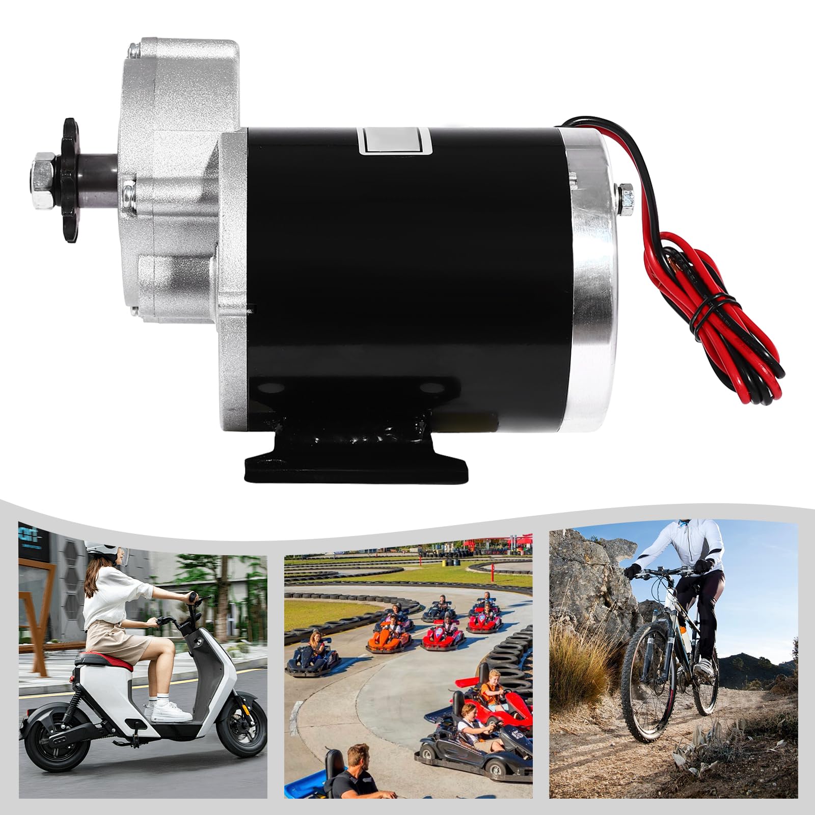 FiueStur 600W 48V DC Reduction Electric Motor for Ebike Scooter Conversion High Torque Aluminum Gear Drive 450rpm 550lb Load Capacity