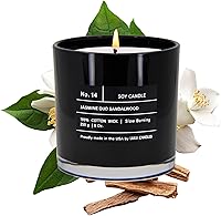 Lulu Candles Jasmine Oud Sandalwood Scented Soy Jar Candle 9oz | Hand Poured USA Long Lasting Highly Scented Luxury