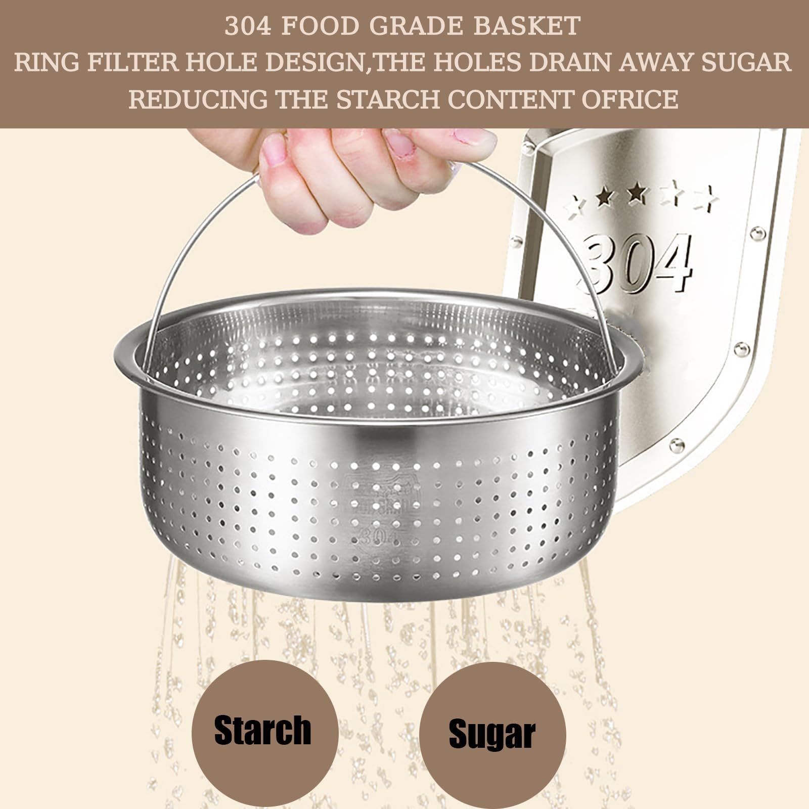 Cuideur à Riz à Faible teneur en Sucre, cuiseur à Riz Portable 3L, 5 Modes de Cuisson, Rendez-Vous Intelligent 24h / 24, glaçure en céramique antiadhésive, cuiseur à Riz électrique Amovible