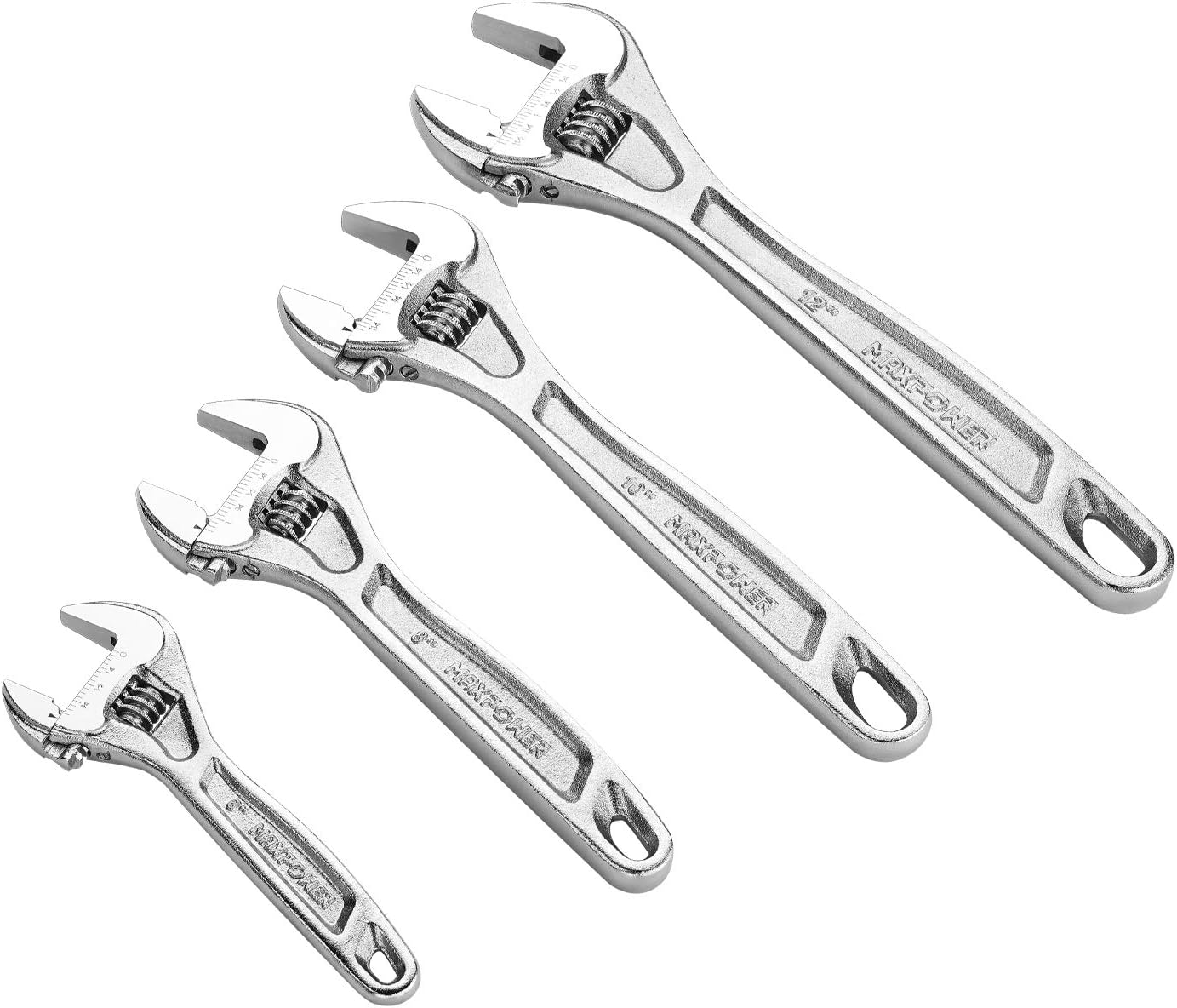 MAXPOWER 4PCS Adjustable Wrench Set, Heavy Duty Shifter Movable Spanner
