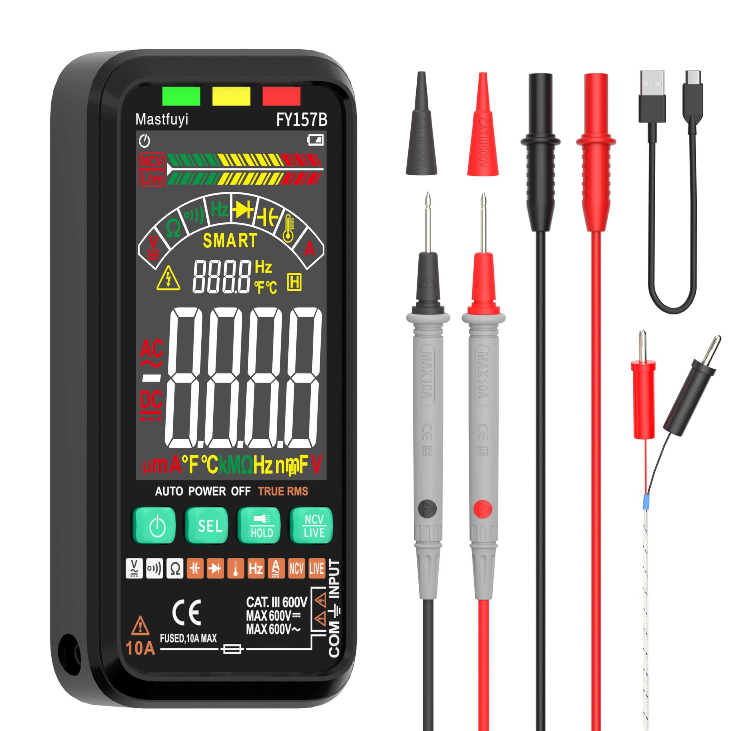 Multimetro digitale, multimetro digitale, voltmetro multifunzione a 2000 conteggi, tester elettrico, ohmmetro, misura tensione CA/CC | Leroy Merlin