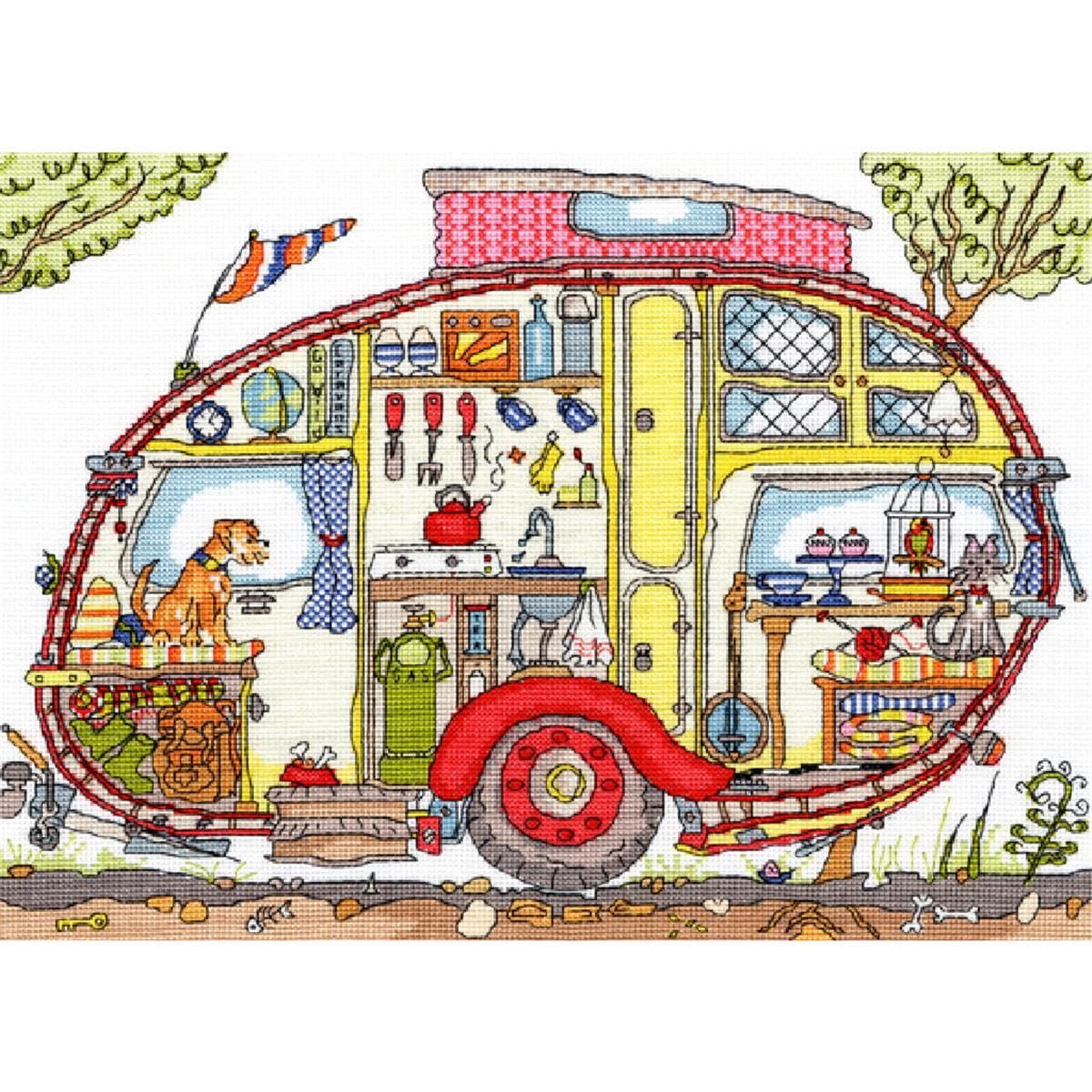 Bothy Threads Vintage Caravan Counted Cross Stitch Kit 36x26cm XCT21