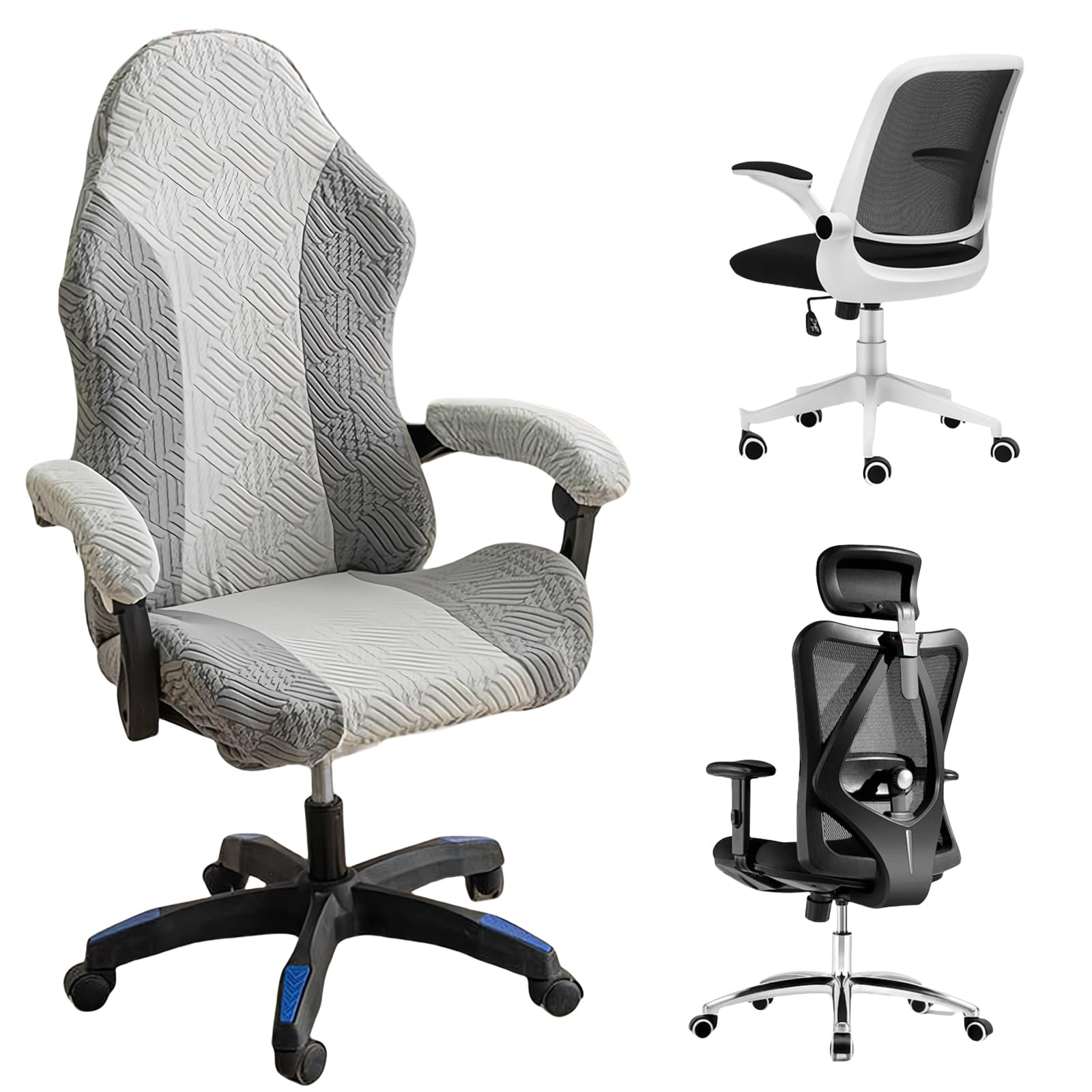 Rivestimento per sedia da gioco, rivestimento per sedia da ufficio, rimovibile, lavabile, universale, elasticizzato, elasticizzato, per computer, sedie da ufficio, sedia girevole