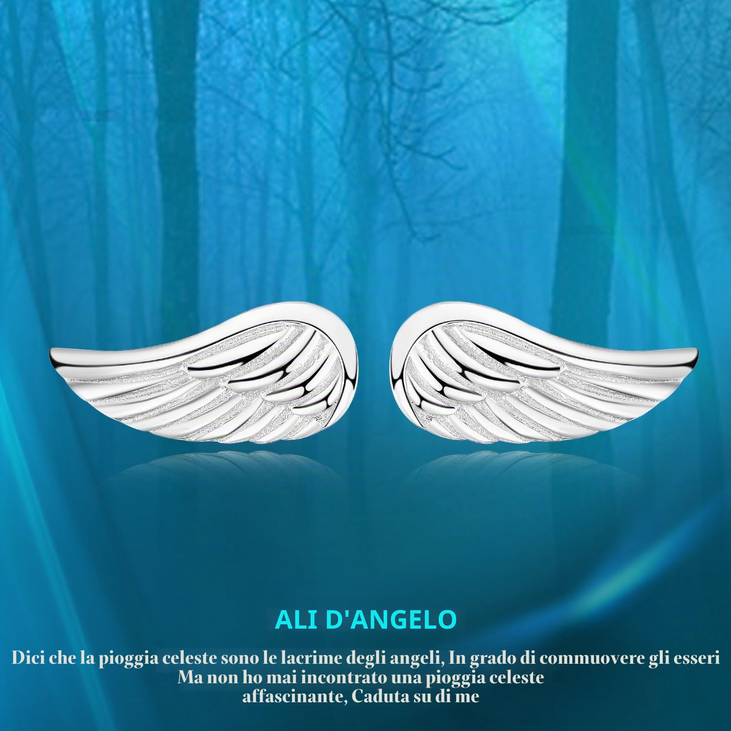 Angel Wings Stud Earrings,Dangle earrings,Adjustable Rings,Pendant Necklace Sterling Silver Guardian Angel Wing Studs Jewellery for Women Girls