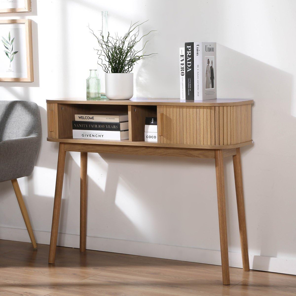Celine - Consoletafel met 2 laden eiken spaanplaat | Leen Bakker
