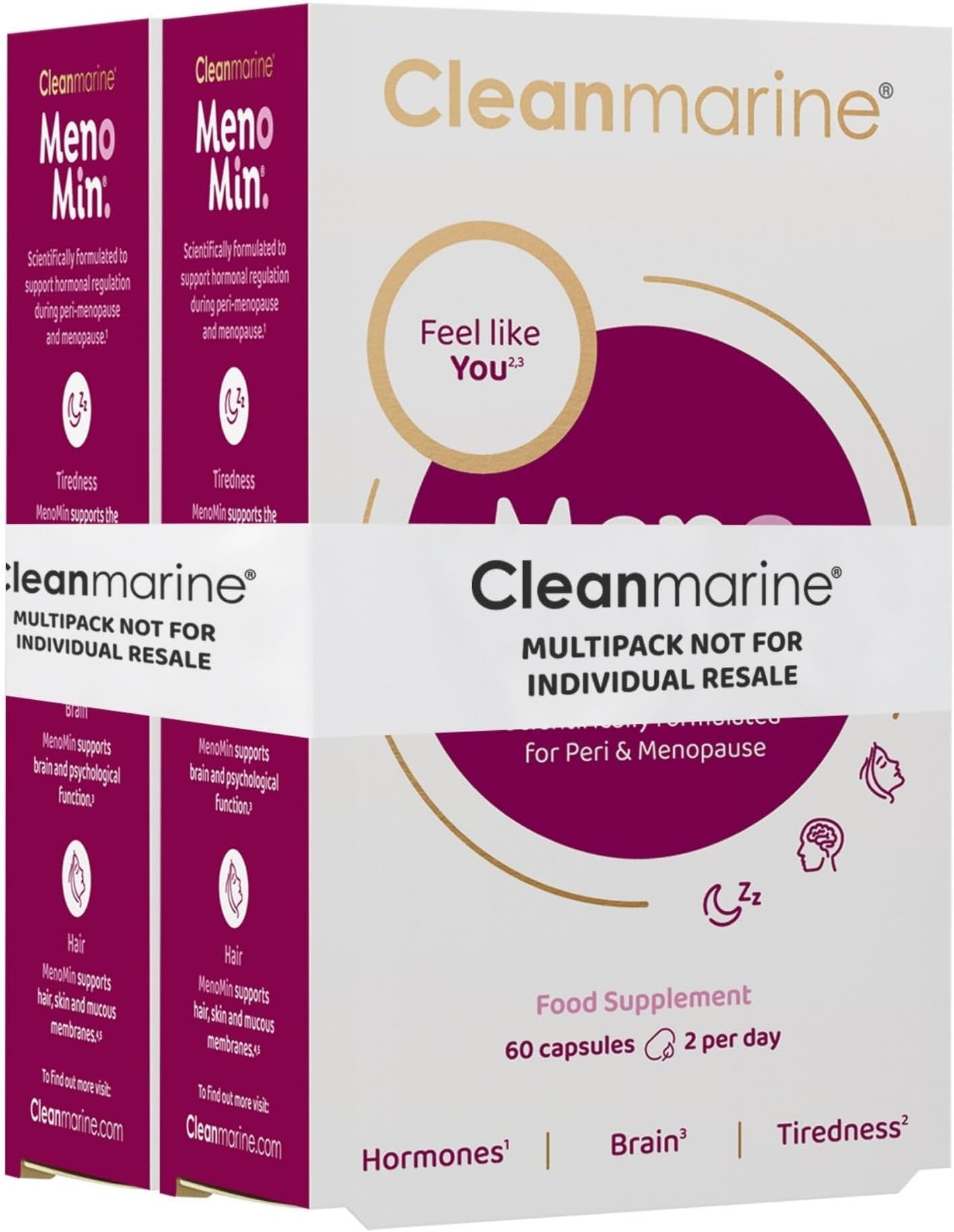 Menomin - Menopause Support - Highly Absorbable Omega 3 with Soy Isoflavones - Vitamins B1, B2, B6, B12, Folic Acid, Biotin and D3-30 Servings - 120 Capsules - Multipack