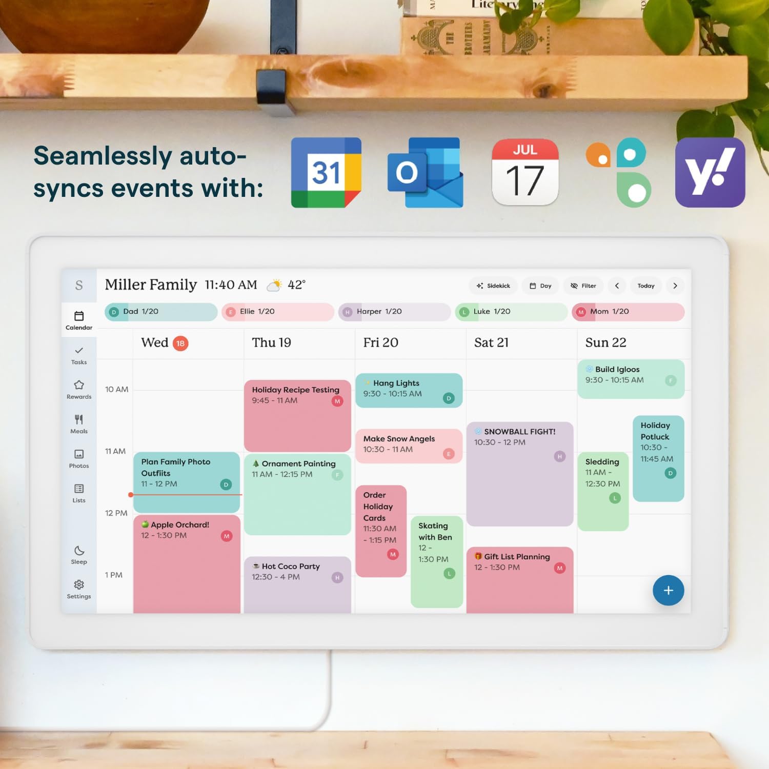 Skylight Calendar Max: 27-Inch Smart Digital Calendar & Chore Chart, Family Organizer with Interactive Touchscreen Display – Wall Mountable in Portrait or Landscape, Classic White Frame (Bilingual English/French Edition) - 2