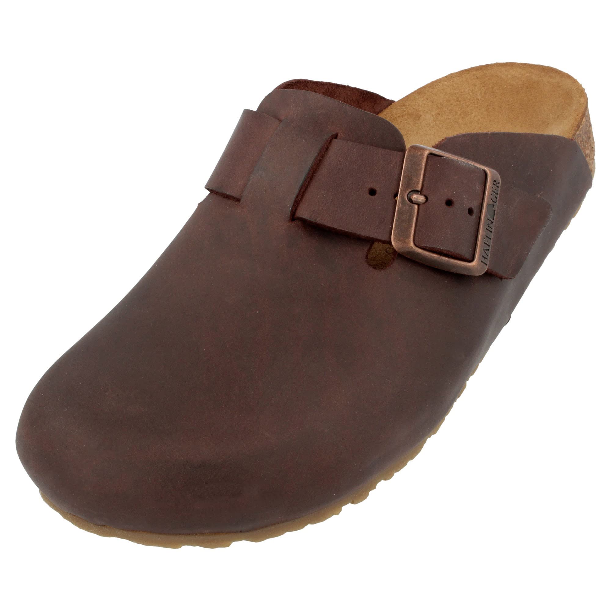 HAFLINGER Porto Elegant Leather Clog with Rubber Sole and Cork Latex Footbed Slipper Unisex