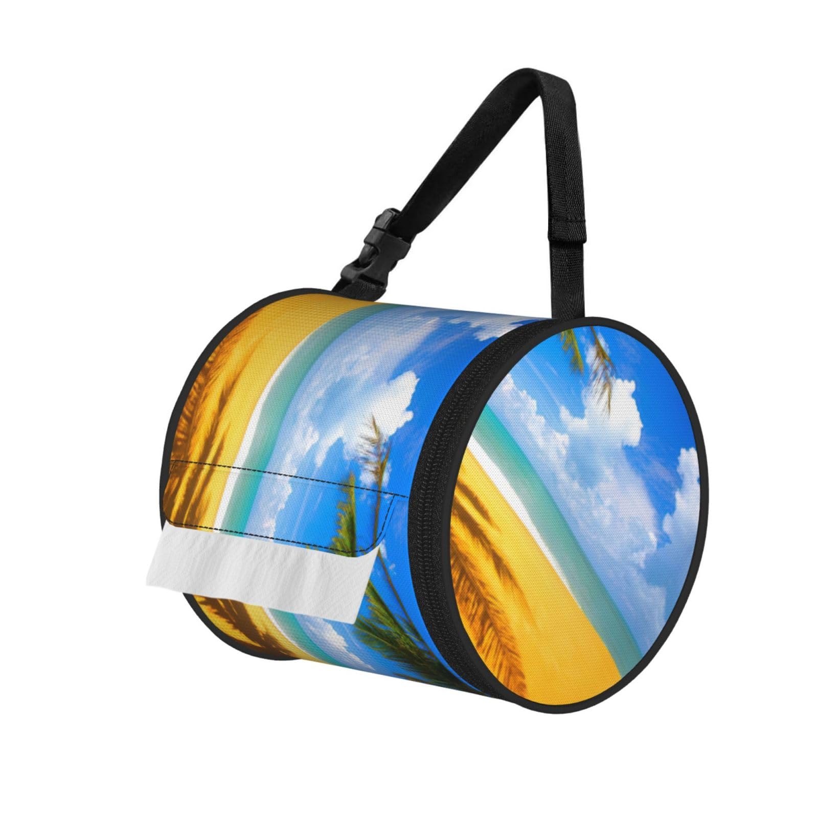 Sunset Palm Print Fashion Tissues Organizer Box, Hanging Tissue Holder For Purse Coins For Car Office Daily Outing