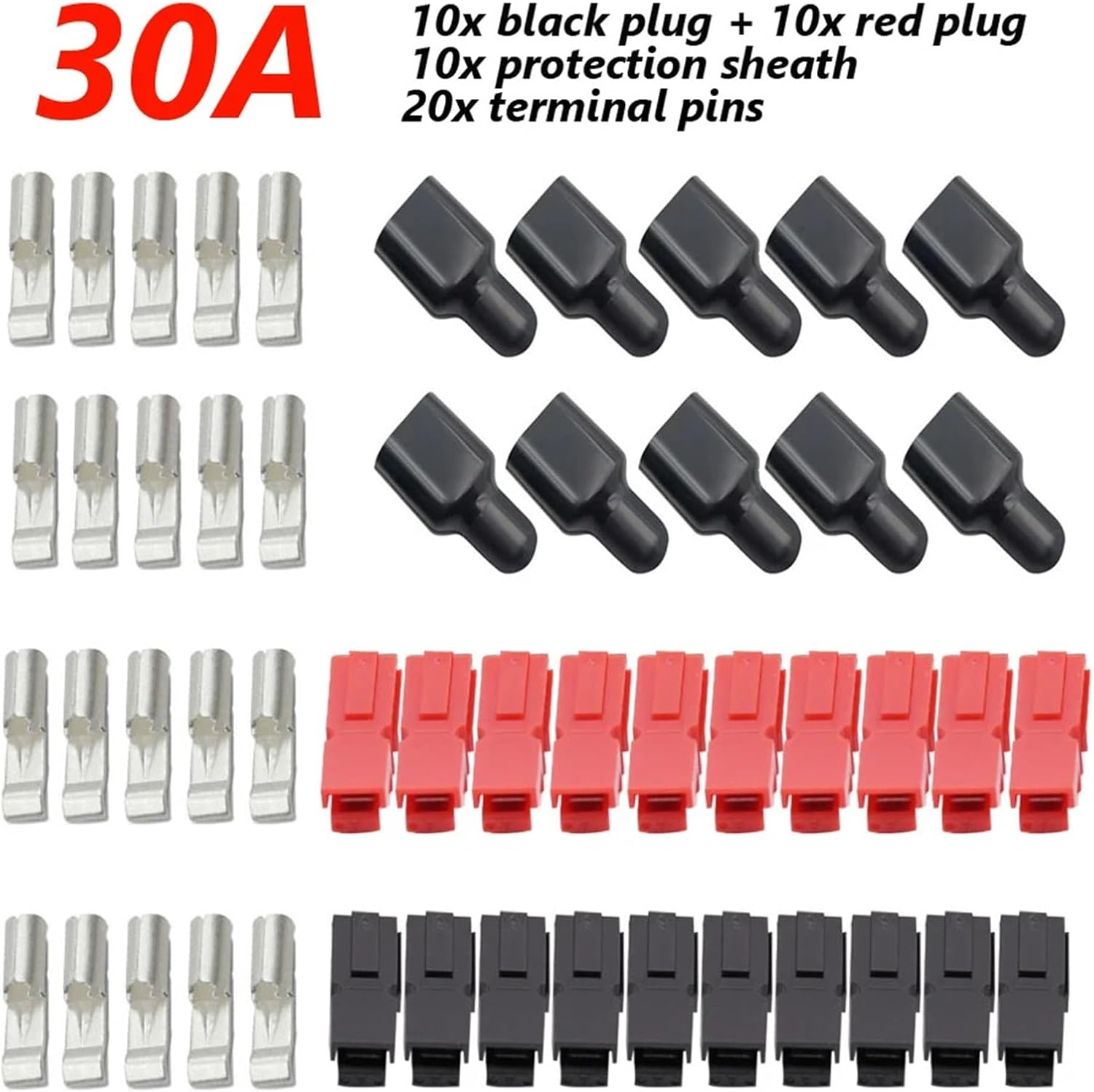 10 Pair 15A/30A/45A Amp 600V for Powerpole Connector with Rubber Dust Cover Sleeves for Electric Equipments(30A)