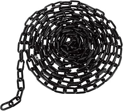 6m x 6mm Chain Link Fence, Black Heavy Duty Chain Links, Metal Chain for Hanging Chairs, Fence, Gate, Gym, Bike Lock, Padlock, Weight Lifting