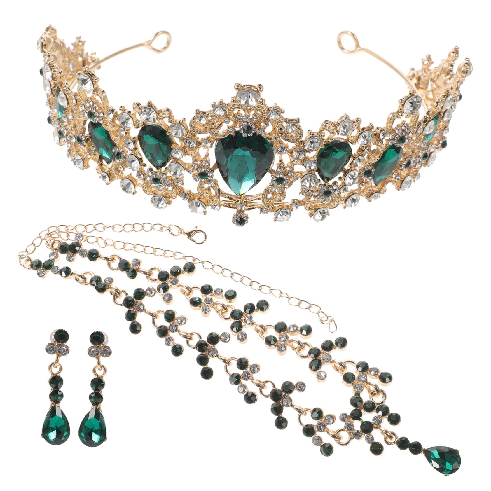 KOMBIUDA Conjunto de Joyería Elegante para Novia con Collar y Pendientes Blancos Accesorios para Vestido de Boda y Fiesta para Mujeres