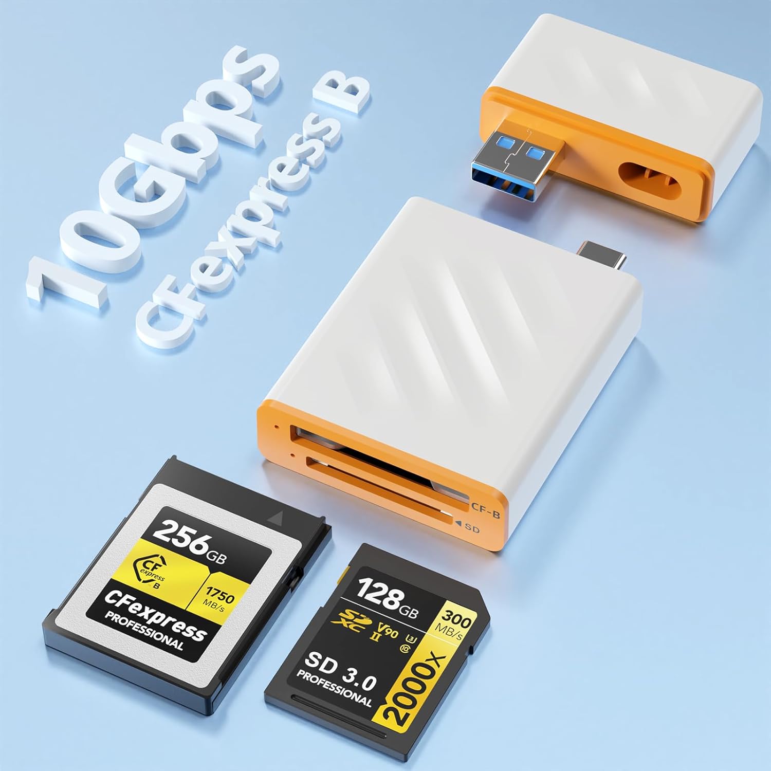 ダブルスロット CFe TypeB カードリーダー 40Gbps アルミメモリカード