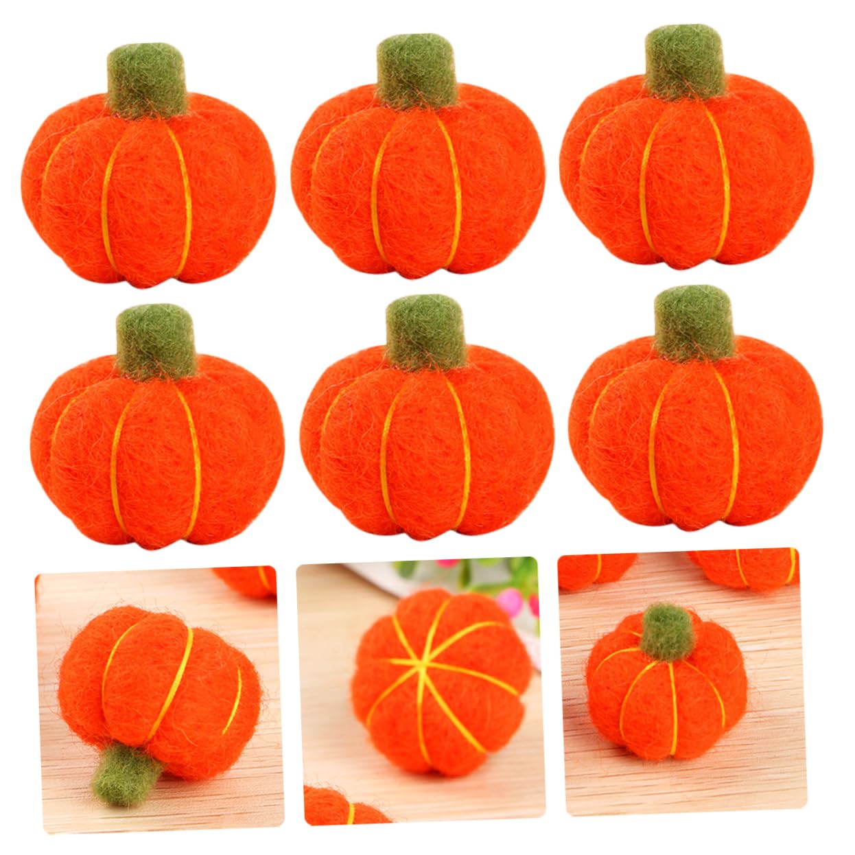 VILLCASE Craft Felted Pumpkin Balls 6 Pack Elegant Felt Halloween Decorations for Home Party