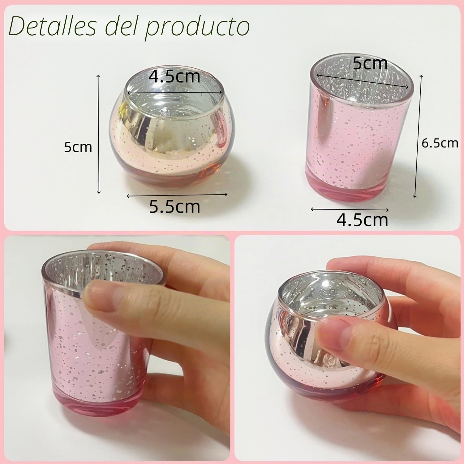 12 portavelas votivos rosados, portavelas de cristal de mercurio para centro de mesa de boda, decoración de fiesta y decoración del hogar (12, rosa)