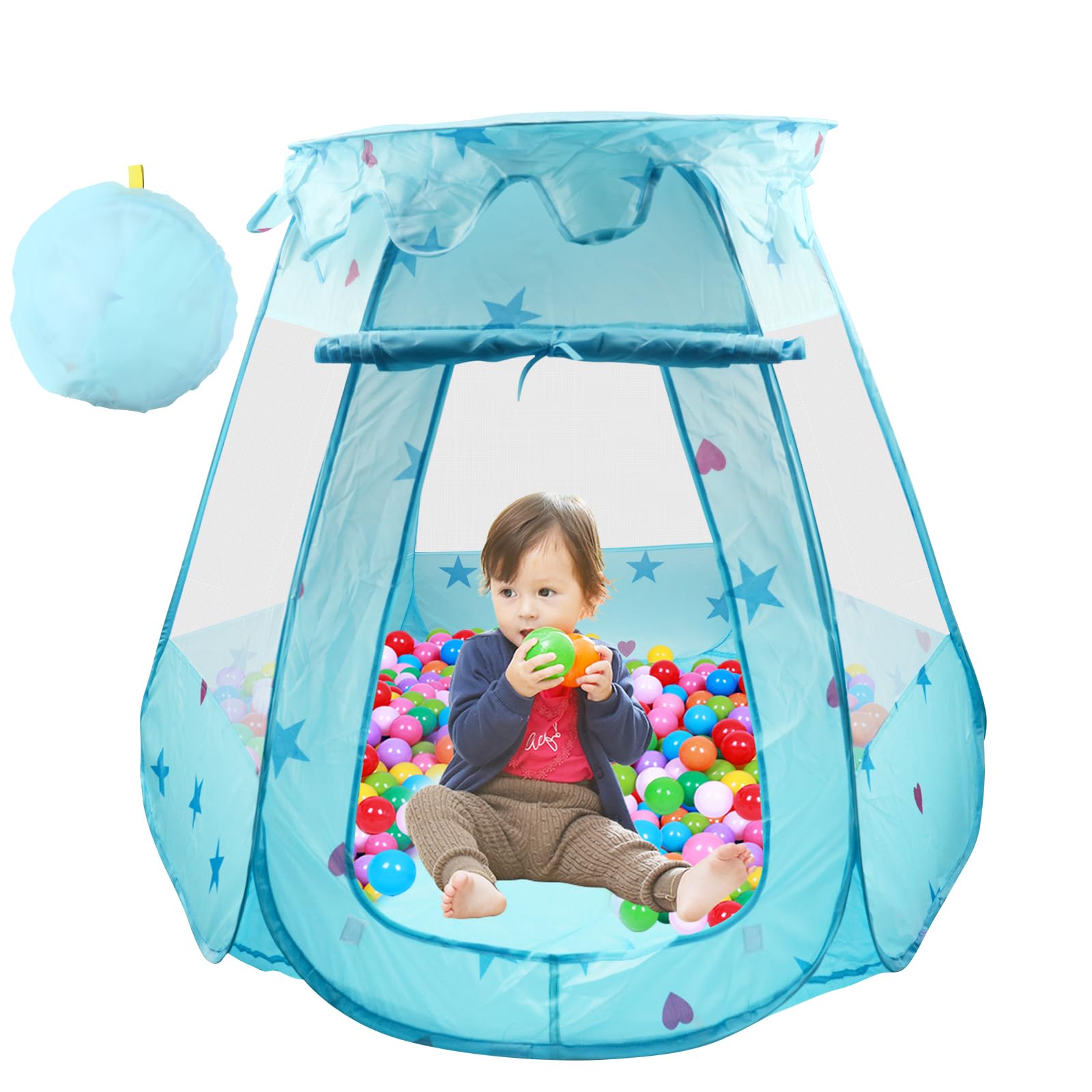 HAASIKI Ball Pit Waterproof Foldable Kids Ball Pit Baby Round Ball Pool for Toddler Boys Girls Portable Ocean Ball Pool Fence with Bag for Indoor Outdoor
