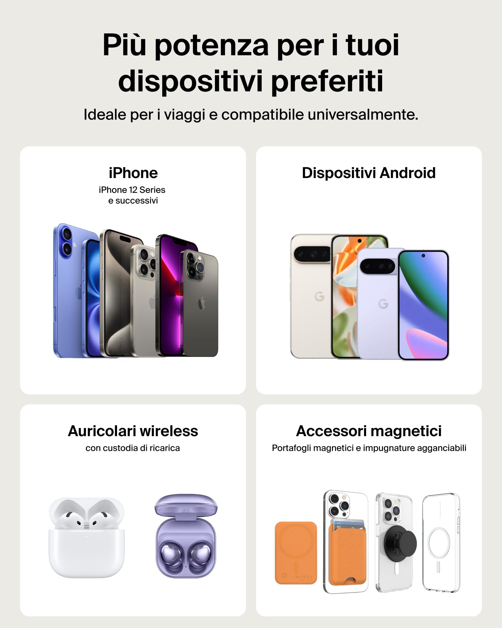 Belkin BoostCharge Power Bank Magnetico 5000mAh, Anello Magnetico - Nero | Caricatore Portatile 5000mAh Wireless, Certificato Qi2, Anello Magnetico per Aggancio, 1 USB-C, Pre-Caricato, Cavo Incluso