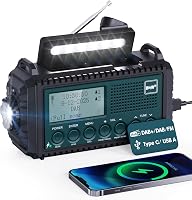 Radio de urgență DAB Mesqool 5000 mAh FM, cu încărcare solară și manivelă, lanternă, lampă de citit, baterie externă USB pentru camping și drumeții 1