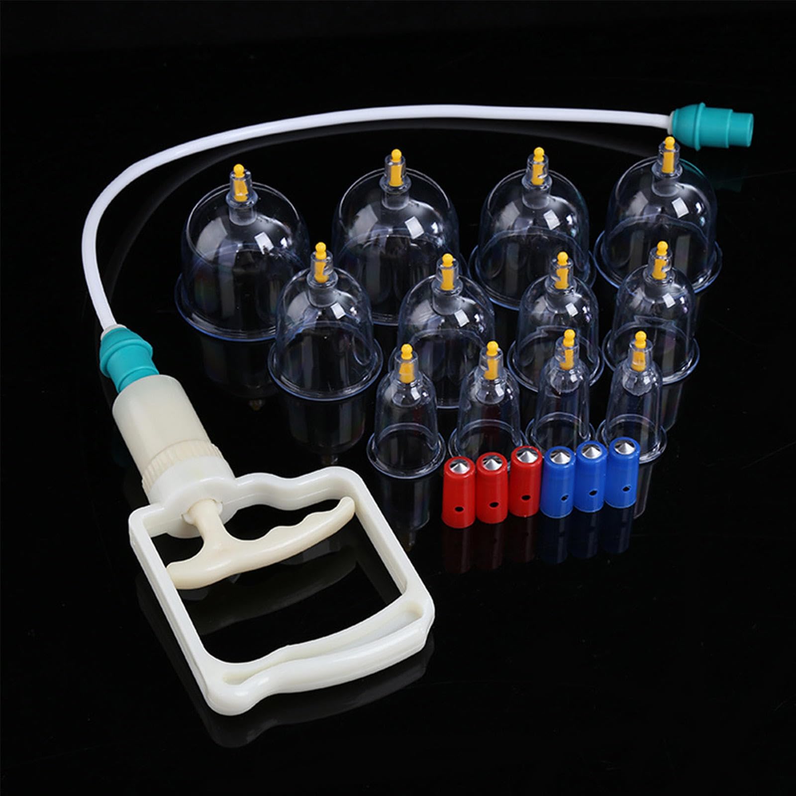 Set di coppettazione Cinese, 12 Ventose ad Aria compressa con Maniglia di pompaggio, Massaggio anticellulite per Schiena/Collo