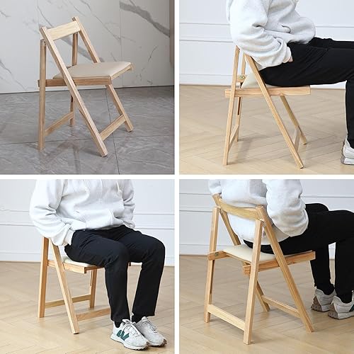 Miniatura 5 de Sillas de comedor plegables con asiento acolchado, sillas ligeras para fiestas, paquete de 2 sillas plegables para cenas, fiestas, bodas, eventos de